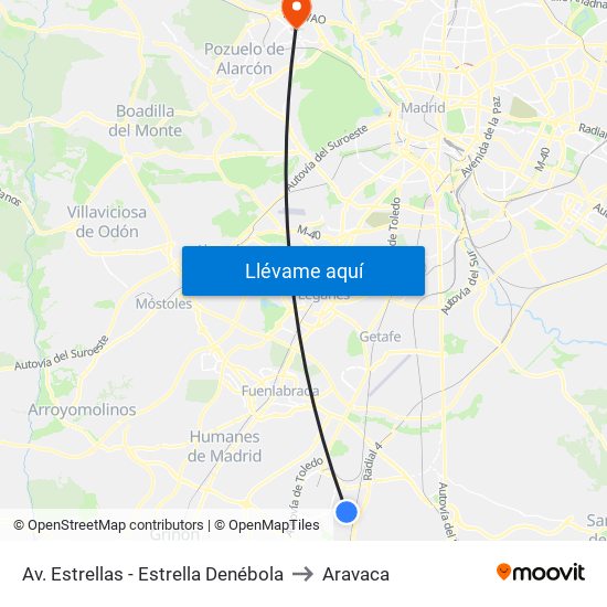 Av. Estrellas - Estrella Denébola to Aravaca map