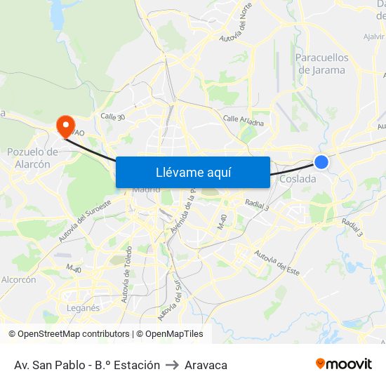 Av. San Pablo - B.º Estación to Aravaca map