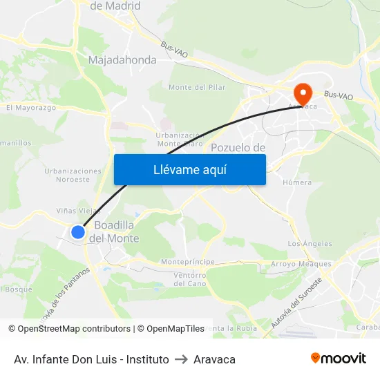 Av. Infante Don Luis - Instituto to Aravaca map