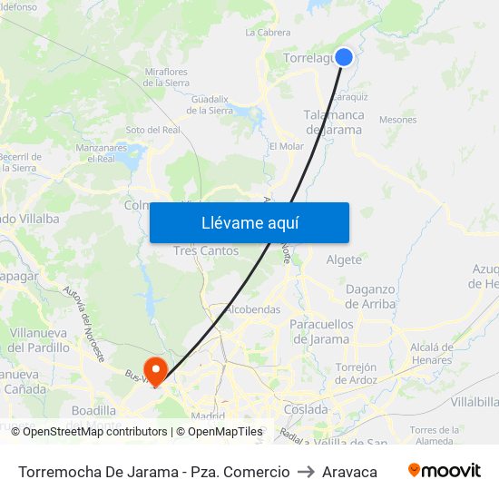 Torremocha De Jarama - Pza. Comercio to Aravaca map