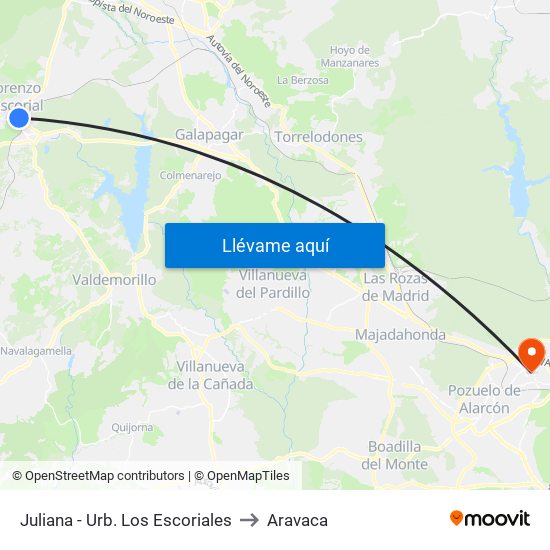 Juliana - Urb. Los Escoriales to Aravaca map