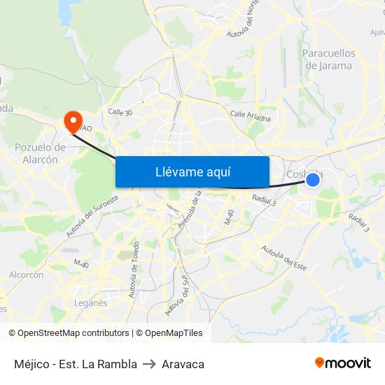 Méjico - Est. La Rambla to Aravaca map