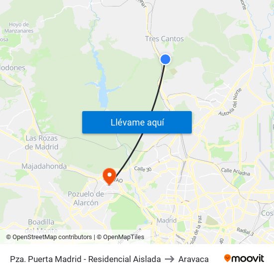 Pza. Puerta Madrid - Residencial Aislada to Aravaca map