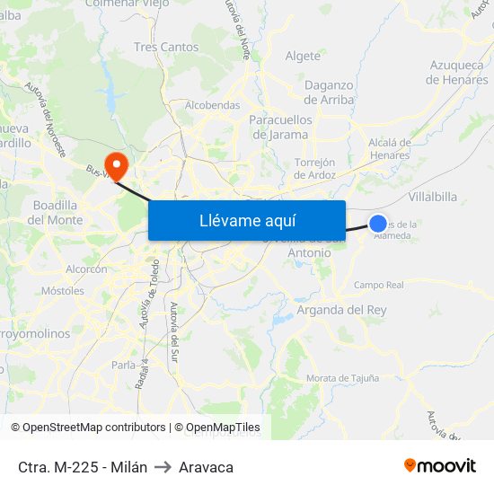 Ctra. M-225 - Milán to Aravaca map