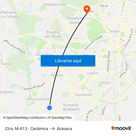 Ctra. M-413 - Cerámica to Aravaca map