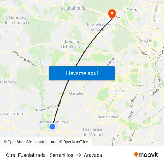 Ctra. Fuenlabrada - Serranillos to Aravaca map