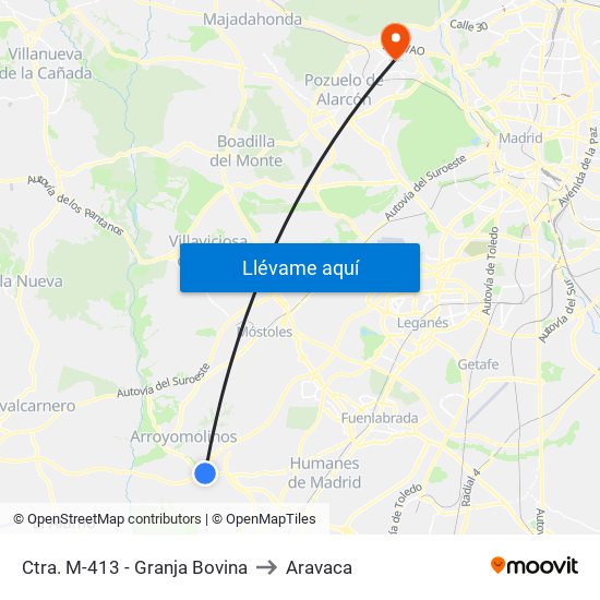 Ctra. M-413 - Granja Bovina to Aravaca map