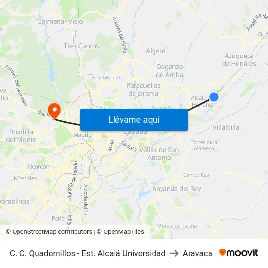 C. C. Quadernillos - Est. Alcalá Universidad to Aravaca map