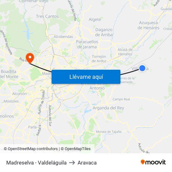 Madreselva - Valdeláguila to Aravaca map