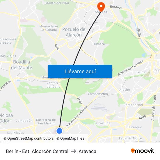 Berlín - Est. Alcorcón Central to Aravaca map