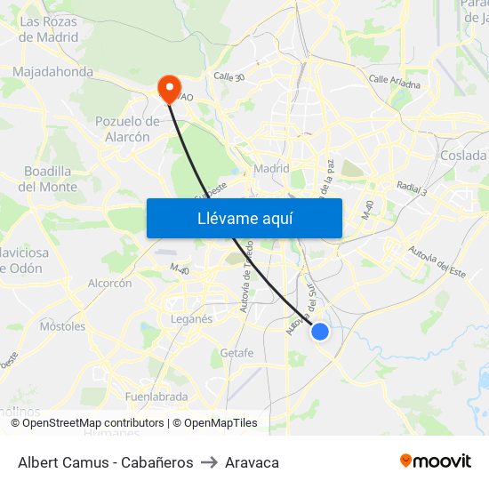 Albert Camus - Cabañeros to Aravaca map