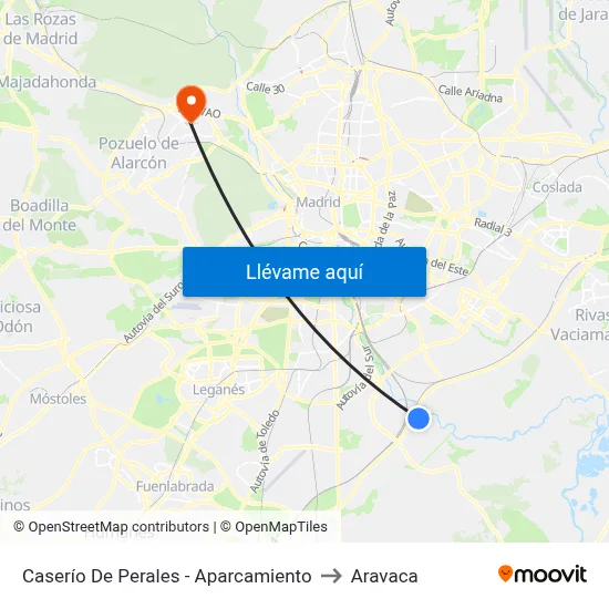 Caserío De Perales - Aparcamiento to Aravaca map