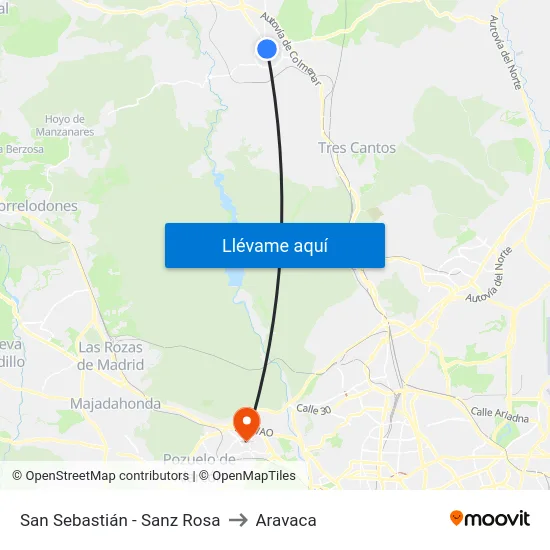 San Sebastián - Sanz Rosa to Aravaca map