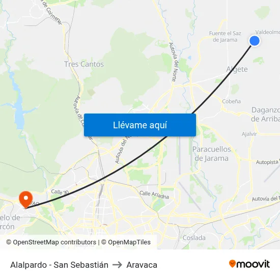 Alalpardo - San Sebastián to Aravaca map