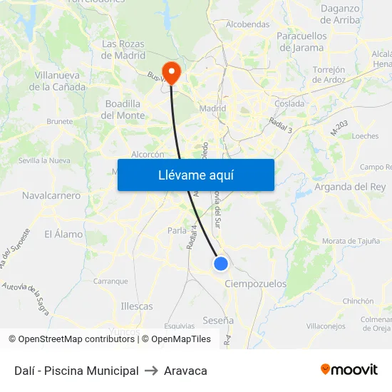 Dalí - Piscina Municipal to Aravaca map
