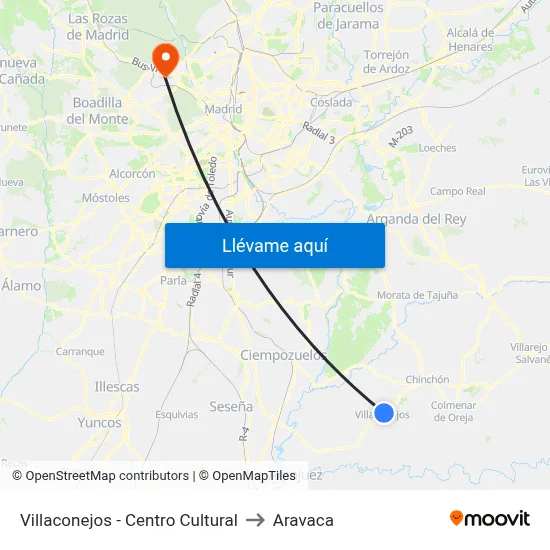 Villaconejos - Centro Cultural to Aravaca map