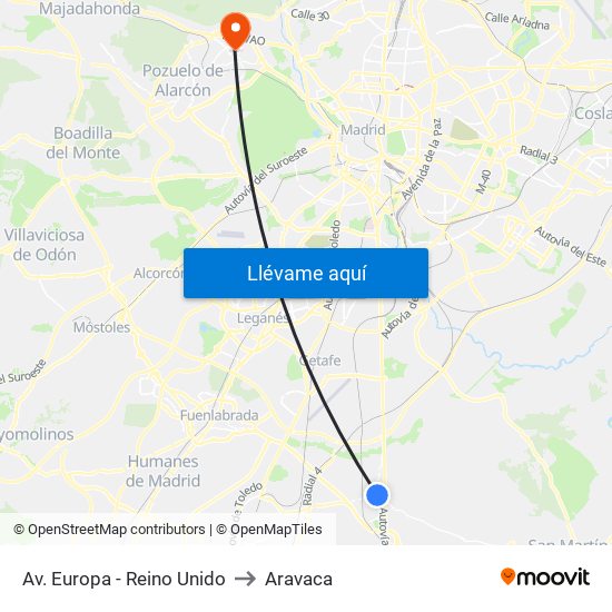 Av. Europa - Reino Unido to Aravaca map