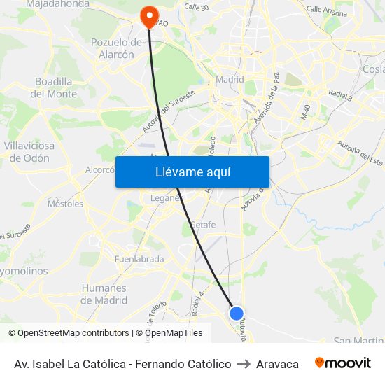 Av. Isabel La Católica - Fernando Católico to Aravaca map