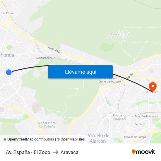 Av. España - El Zoco to Aravaca map