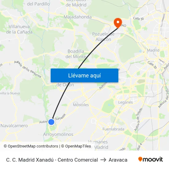 C. C. Madrid Xanadú - Centro Comercial to Aravaca map