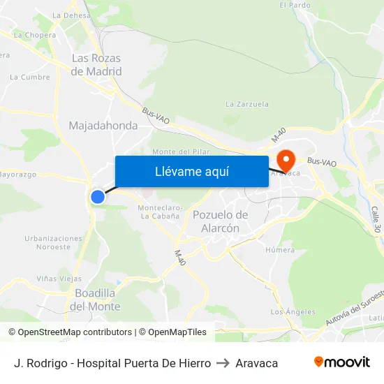 J. Rodrigo - Hospital Puerta De Hierro to Aravaca map