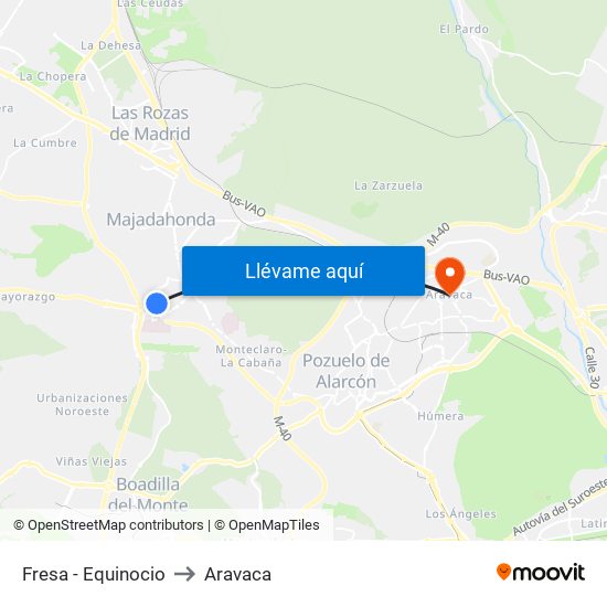 Fresa - Equinocio to Aravaca map