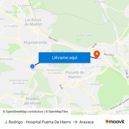 J. Rodrigo - Hospital Puerta De Hierro to Aravaca map
