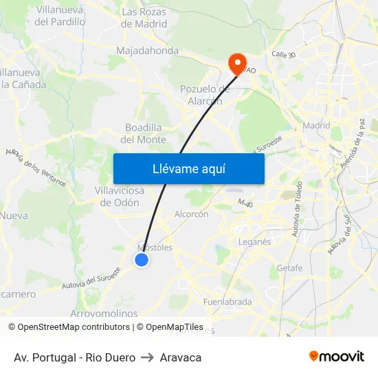 Av. Portugal - Rio Duero to Aravaca map