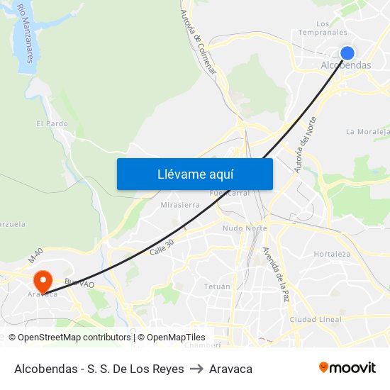 Alcobendas - S. S. De Los Reyes to Aravaca map