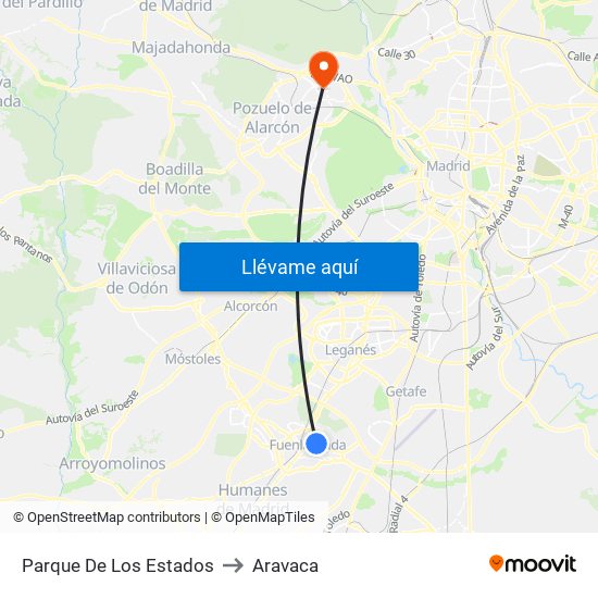 Parque De Los Estados to Aravaca map