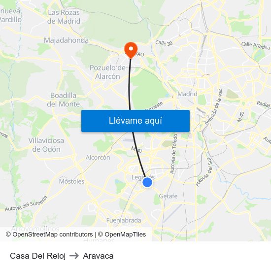 Casa Del Reloj to Aravaca map