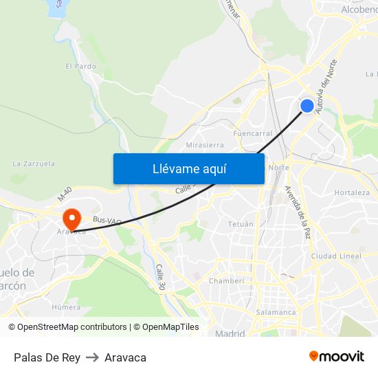 Palas De Rey to Aravaca map