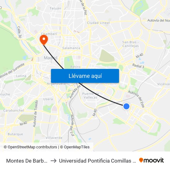Montes De Barbanza to Universidad Pontificia Comillas - Icade map