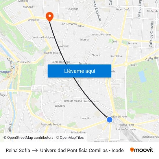 Reina Sofía to Universidad Pontificia Comillas - Icade map