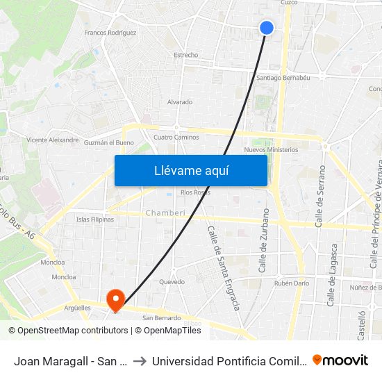 Joan Maragall - San Germán to Universidad Pontificia Comillas - Icade map