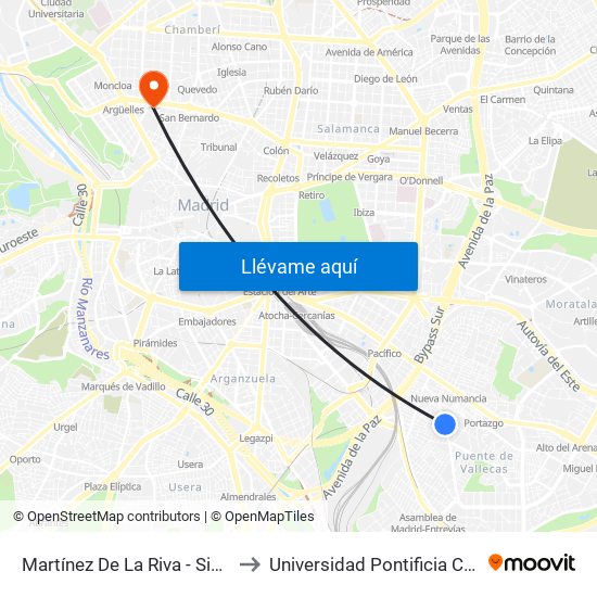 Martínez De La Riva - Sierra Carbonera to Universidad Pontificia Comillas - Icade map