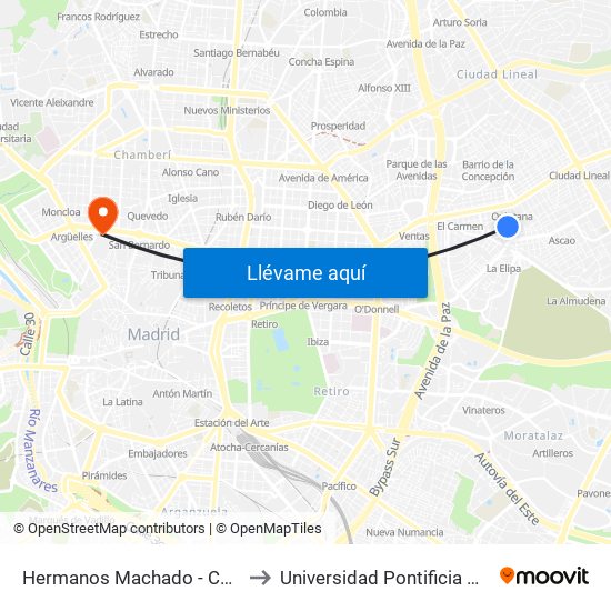 Hermanos Machado - Carlos Hernández to Universidad Pontificia Comillas - Icade map