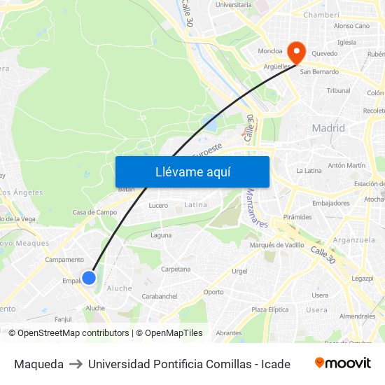 Maqueda to Universidad Pontificia Comillas - Icade map