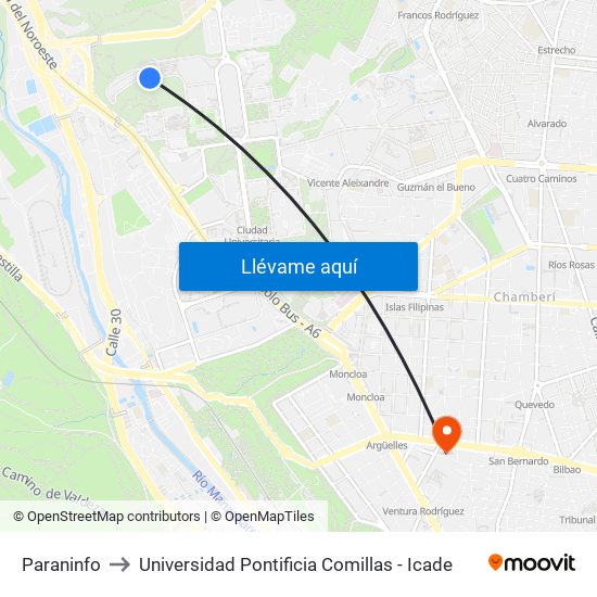 Paraninfo to Universidad Pontificia Comillas - Icade map