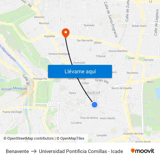 Benavente to Universidad Pontificia Comillas - Icade map