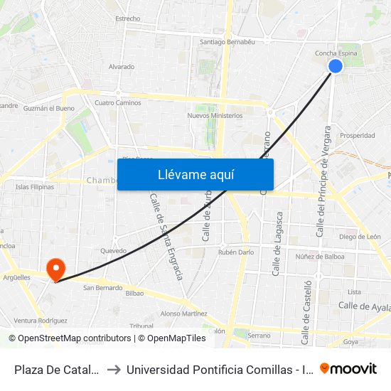 Plaza De Cataluña to Universidad Pontificia Comillas - Icade map