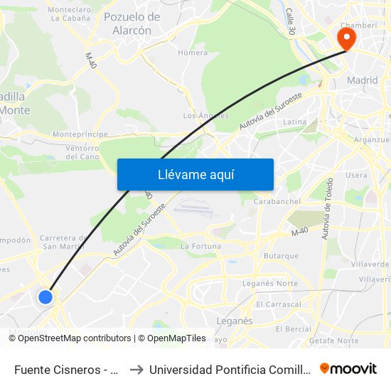 Fuente Cisneros - Colegio to Universidad Pontificia Comillas - Icade map