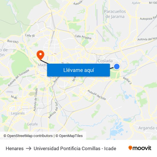Henares to Universidad Pontificia Comillas - Icade map