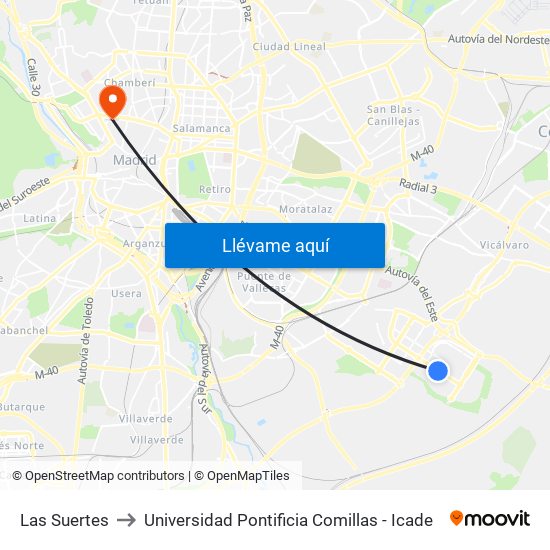Las Suertes to Universidad Pontificia Comillas - Icade map