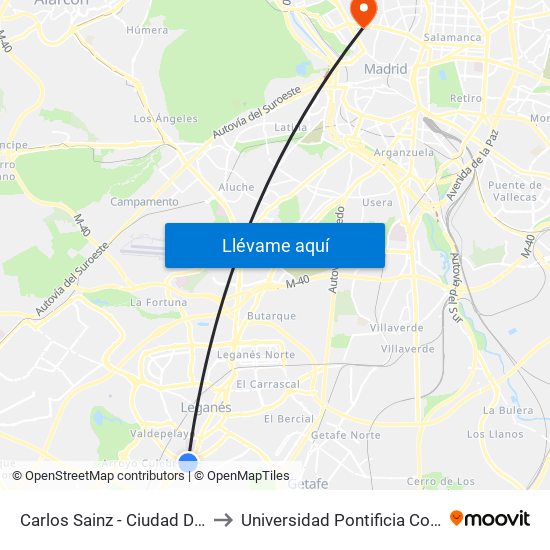 Carlos Sainz - Ciudad Del Automóvil to Universidad Pontificia Comillas - Icade map