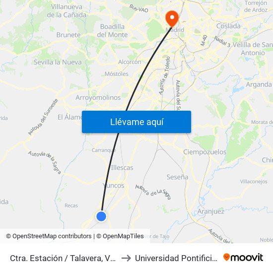 Ctra. Estación / Talavera, Villaluenga De La Sagra to Universidad Pontificia Comillas - Icade map