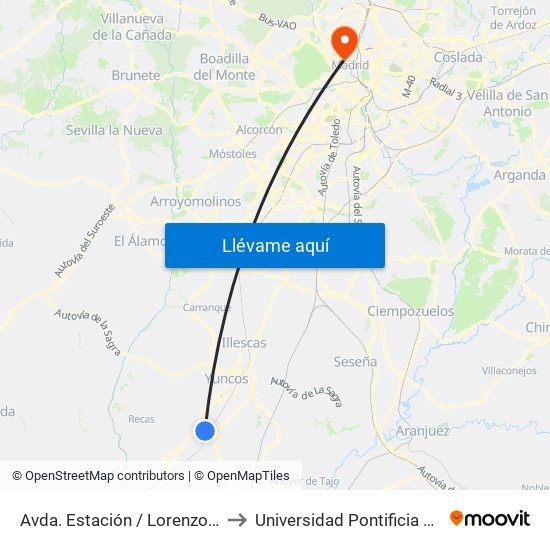 Avda. Estación / Lorenzo Carrillo, Yuncler to Universidad Pontificia Comillas - Icade map