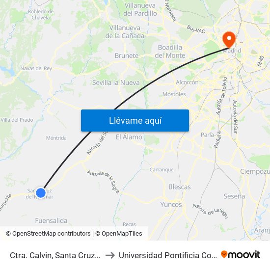 Ctra. Calvin, Santa Cruz Del Retamar to Universidad Pontificia Comillas - Icade map