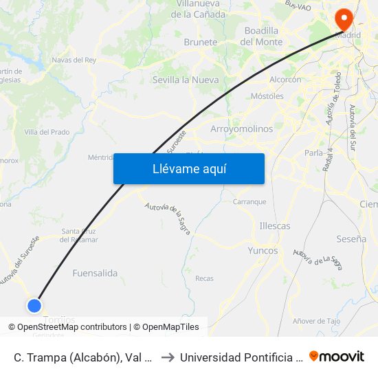 C. Trampa (Alcabón), Val De Santo Domingo to Universidad Pontificia Comillas - Icade map