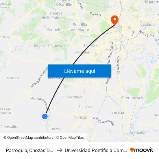 Parroquia, Chozas De Canales to Universidad Pontificia Comillas - Icade map